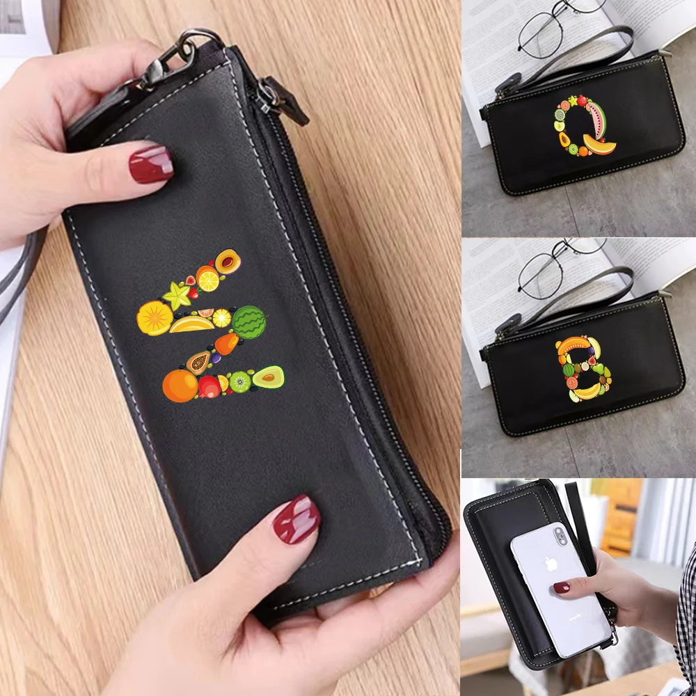 

Standard Wallets Women's Wallet with Zipper Card Holders Mobile Phone Bags Women's Purses Wristlet Hasp Clutch Fruit Series