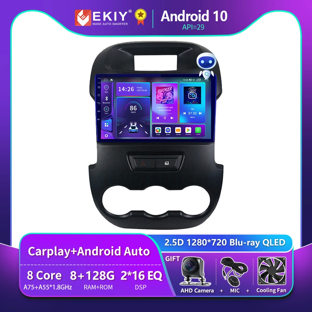 

EKIY T900 Android 10 Car Radio For Ford Ranger Xlt 2011-2016 Blu-ray QLED Mutimedia Player Navigation GPS Carplay Stereo No 2din