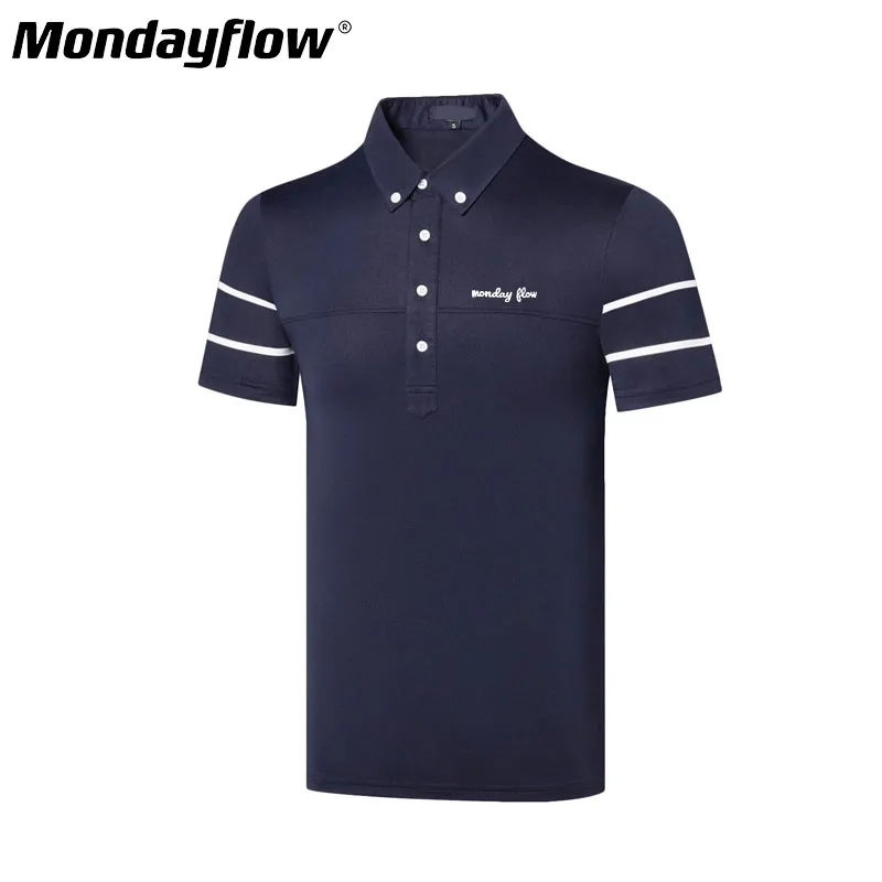 

Mondayflow Летняя мужская футболка для гольфа, дышащая быстросохнущая Спортивная Высококачественная эластичная рубашка-поло, Влагоотводящая, с коротким рукавом