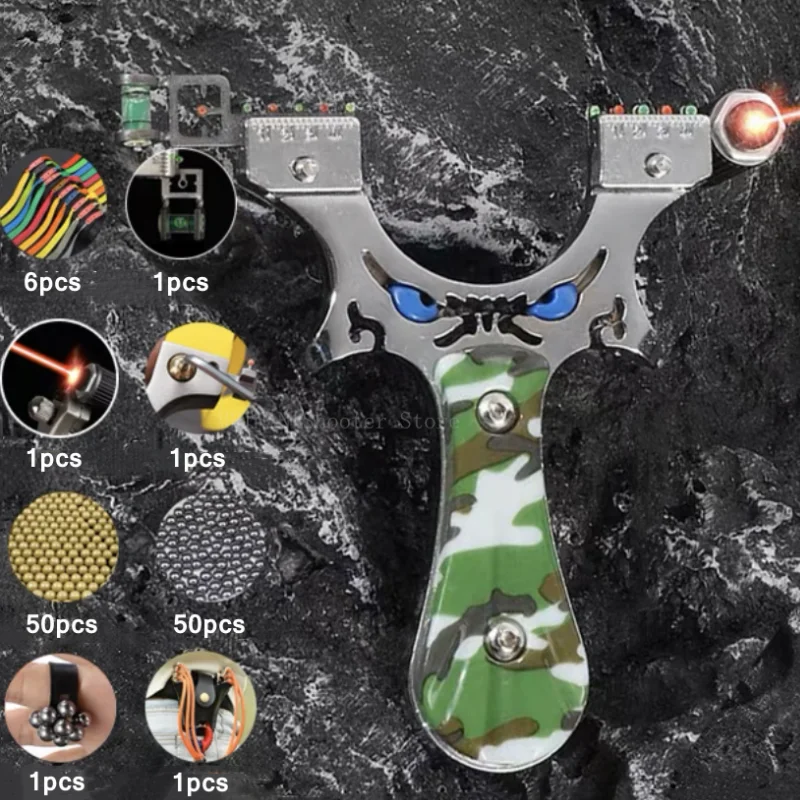 

High-quality Hunting Alloy Slingshot Rubber Band Laser Aiming Portable Catapult Outdoor Sports Hunting Shooting Toys