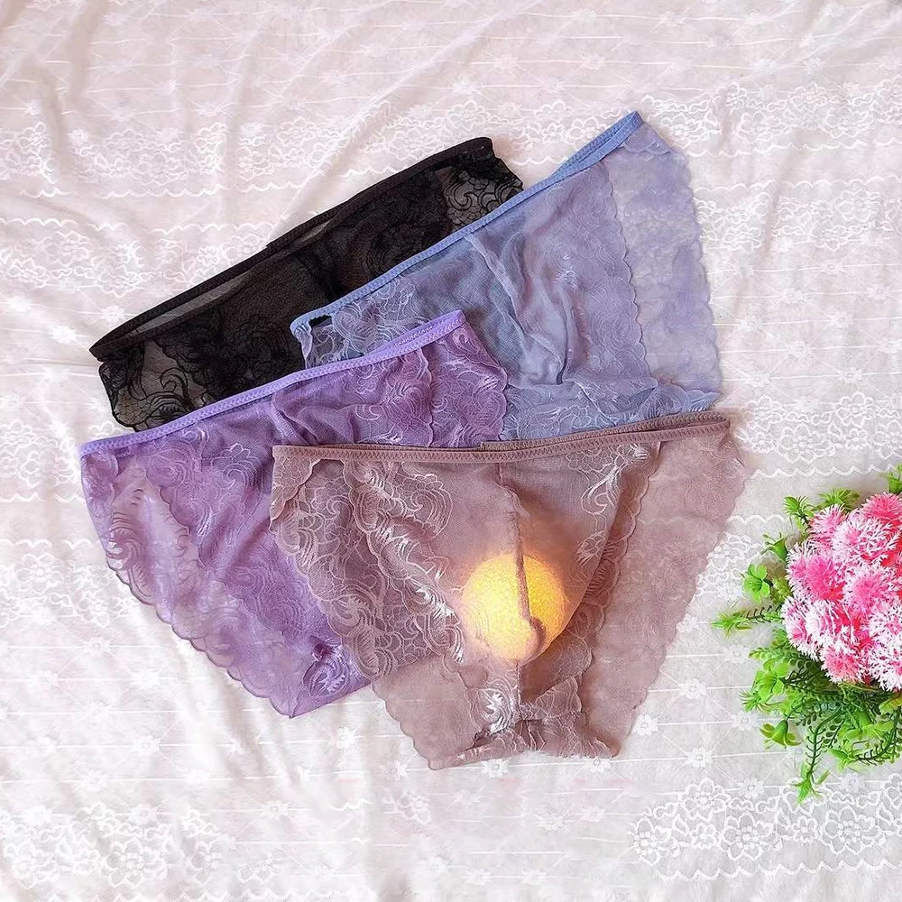 Сексуальные мужские и женские трусики кружевные трусы Сетчатые брифы бикини