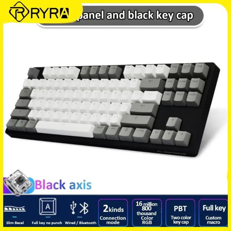 

RYRA 87 Keys Gamer Keyboard Wireless Keyboar PC Desktop Laptop Three-mode Keyboard Gaming E-sports Key Panel Keycaps RGB Light