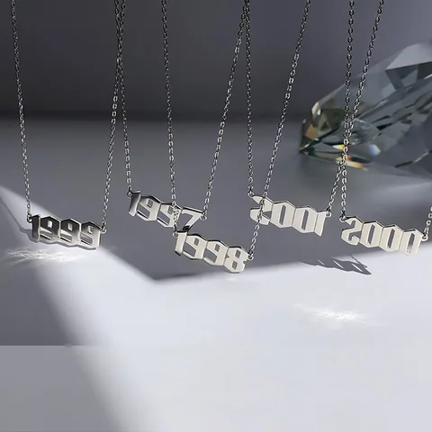 Ожерелье из нержавеющей стали с подвеской в виде цифры для женщин и мужчин, подарок на день рождения, 1980-2021
