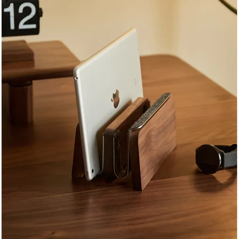 Schwarzer Nussbaum Laptopst Cesnder Премиум Настольный ноутбук Основа Doppels chlitz Design Schreibtisch Regal stabil