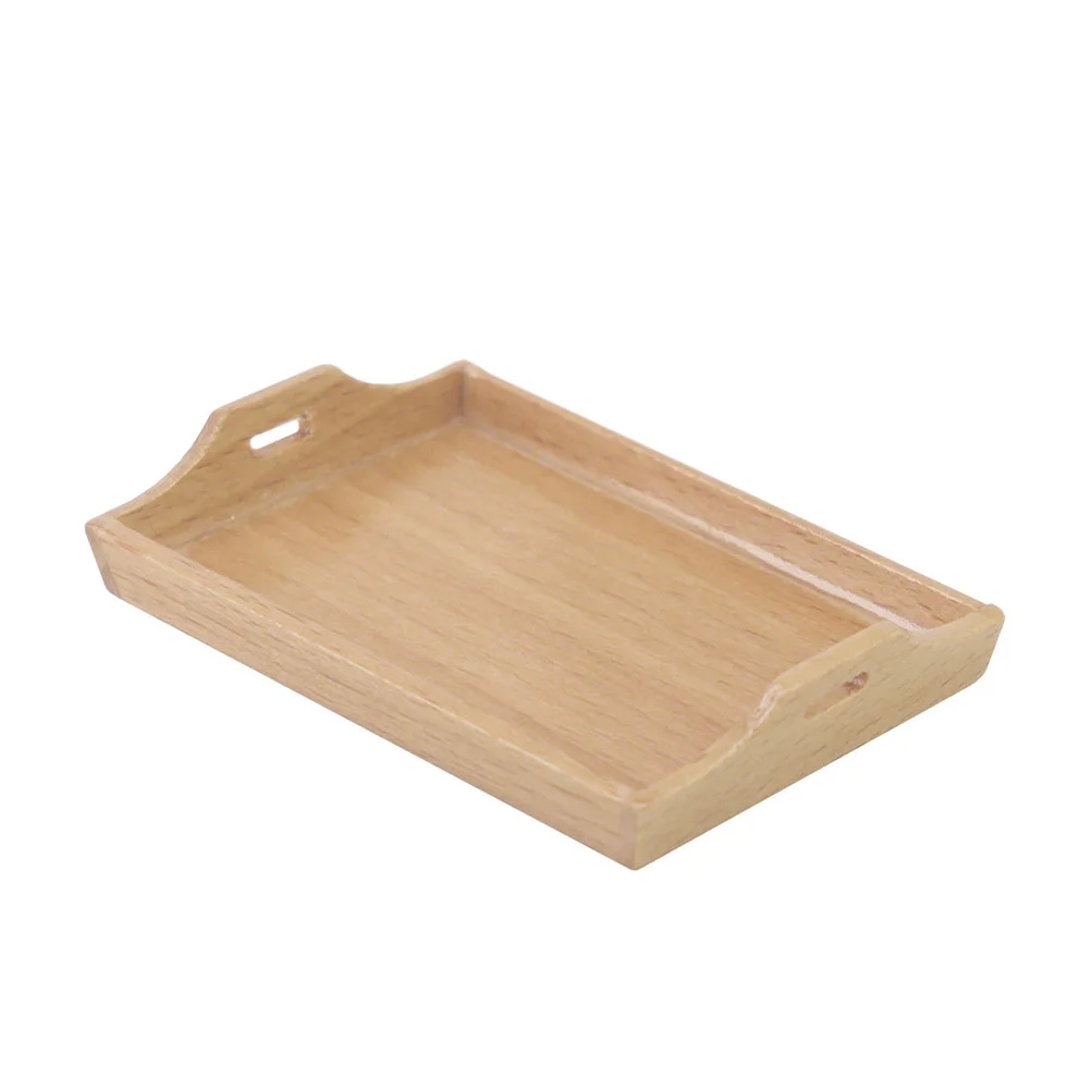 

Tray Serving Wooden Trays Foodtableware Miniature Kitchen Mini Household Storage Breakfastplate Decorativeand Handlesmulti Wood