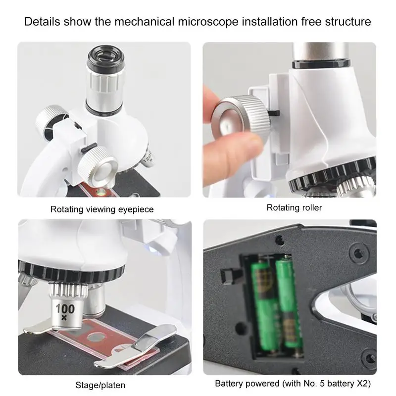 Детский микроскоп 1200X Clear Science Kit с набором для экспериментов STEM Project Toy со