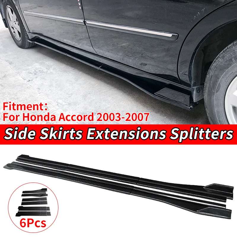 

Car Accessories Side Skirt Extension Rocker Plate Lip Separator Bumper abs Carbon Fiber Look For Honda Accord 2003 04 05 06 2007
