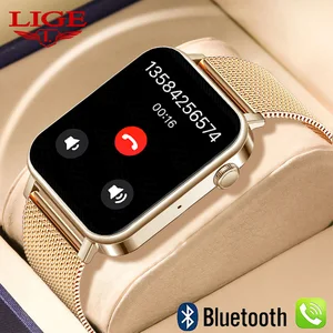 LIGE Women Smart Watch 1.69”Full Touch Screen Bluetooth Call Smart Wristwatch Music Control Watche