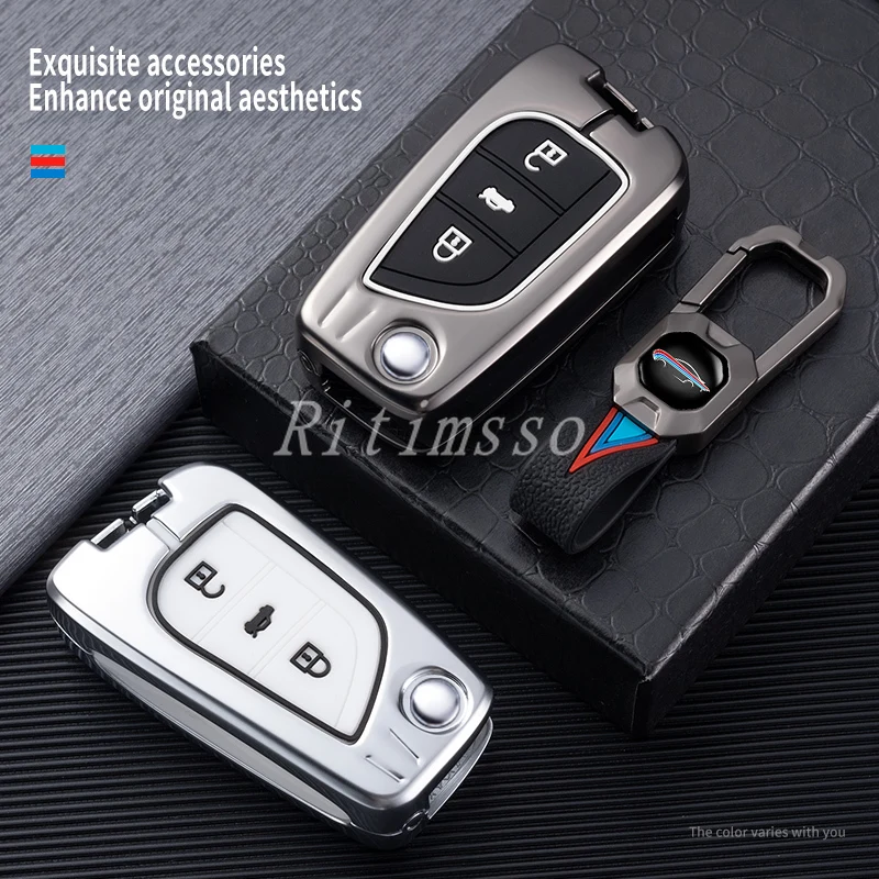 

Luminous Silicone sleeve +Zinc Alloy Car Filp Key Case Cover Holder For Toyota Camry Corolla 2019