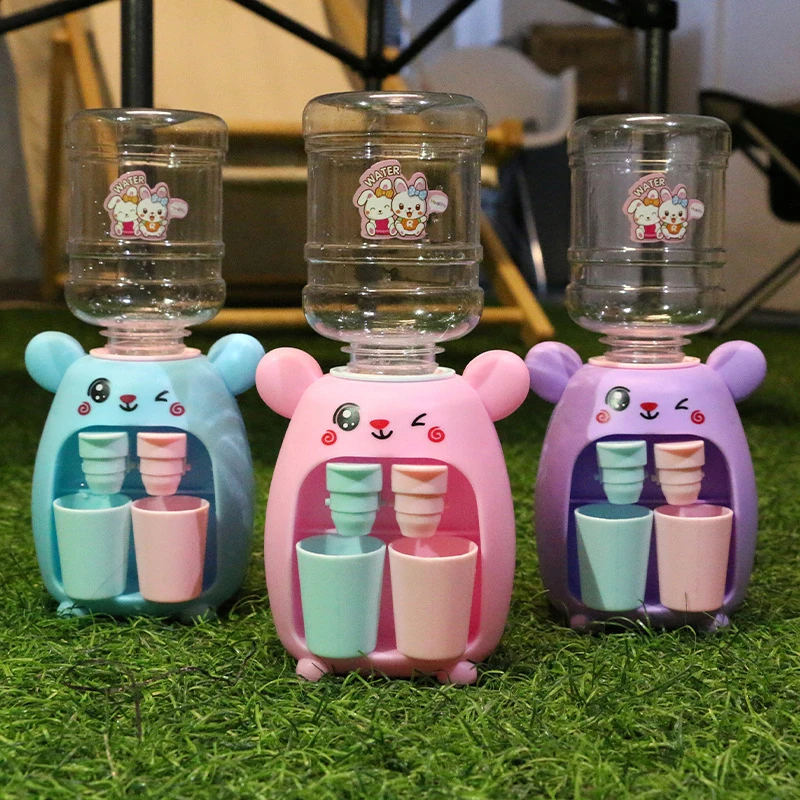 

Mini Water Dispenser for Children Kids Gift Cute Cold Warm Water Juice Milk Drinking Fountain Simulation Cartoon Pig Kitchen Toy