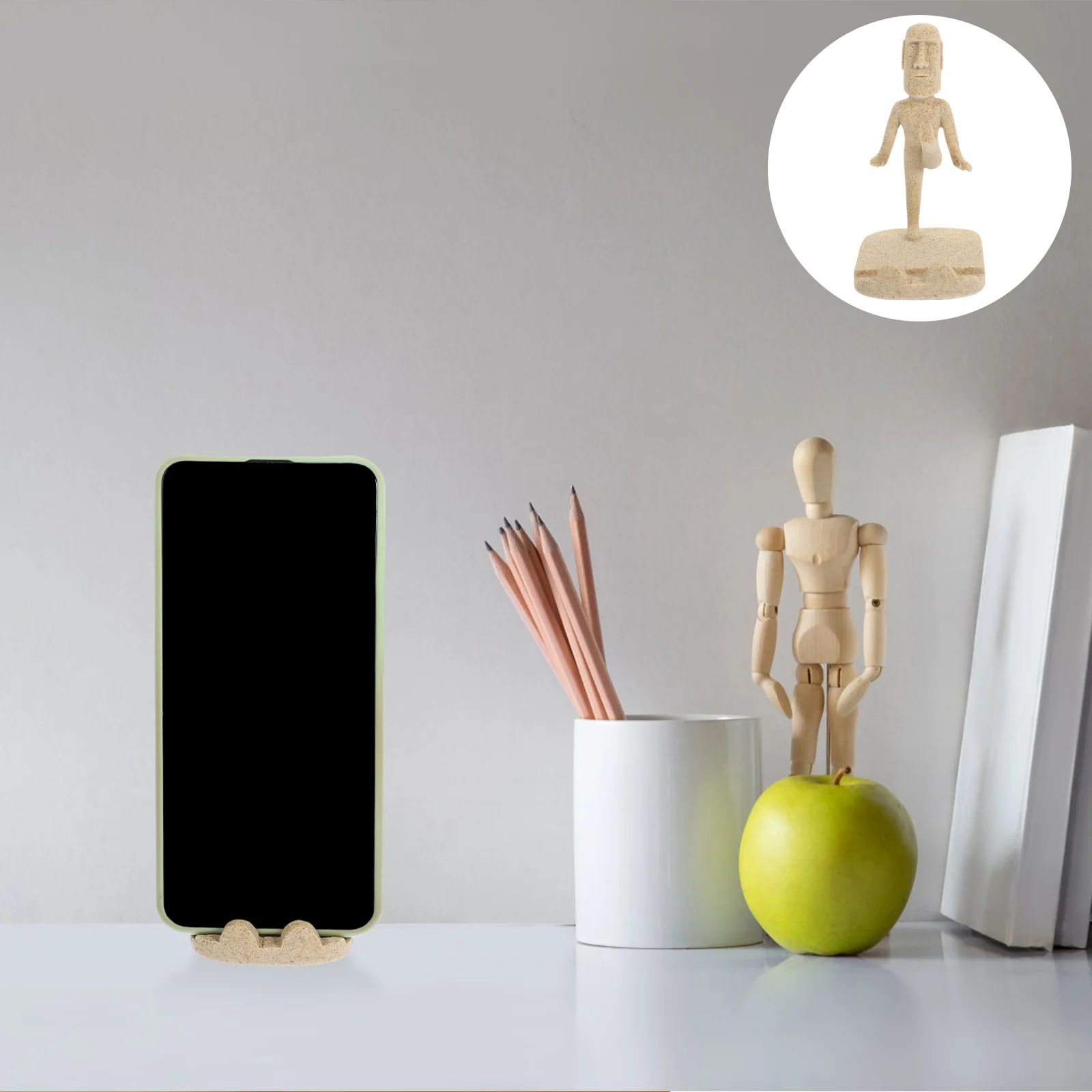 

Desk Stand Holder Mobilecelldesktopmoai Sculpture Mount Figureisland Tablet Figurines Abstract Station Cradlecellphone Statues