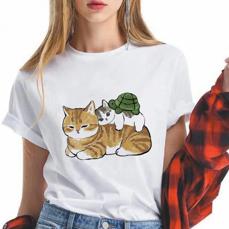 

Leisure Cartoon Short Sleeve T-shirt Female Short Sleeve T-shirt Coat Cats Orange Clothes Graphic T Shirts Tops Gothic