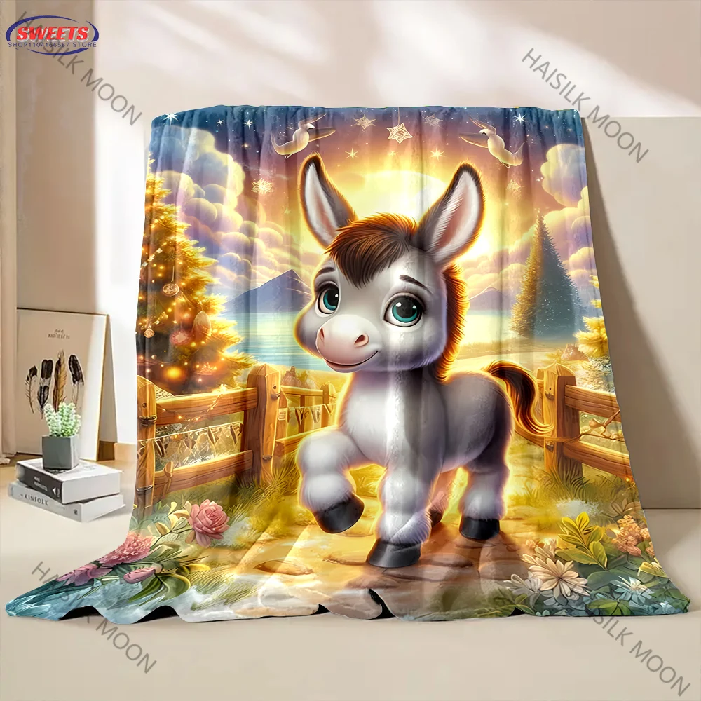 Фото Ультра-мягкое одеяло Cute Little Donkey — легкое пушистое одеяло для дивана, кровати и домашнего декора, всесезонный подарок для взрослых, подростков №3