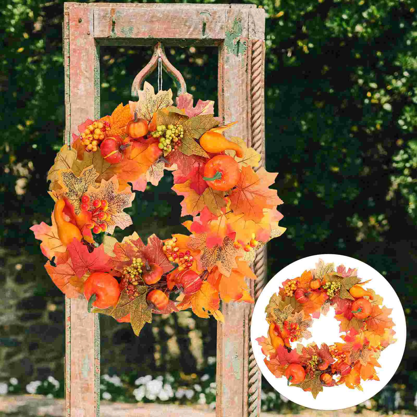 

Wreath Fall Door Maple Thanksgiving Artificial Berry Autumn Garland Harvest Wreaths Leaves Leaf Front Pumpkin Fake Decor Table