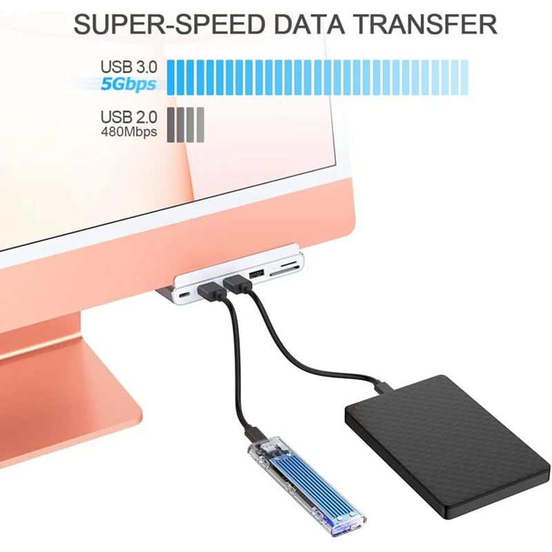 Док-станция USB C 6 в 1 хаб для Imac Ipad поддержка SD TF карт