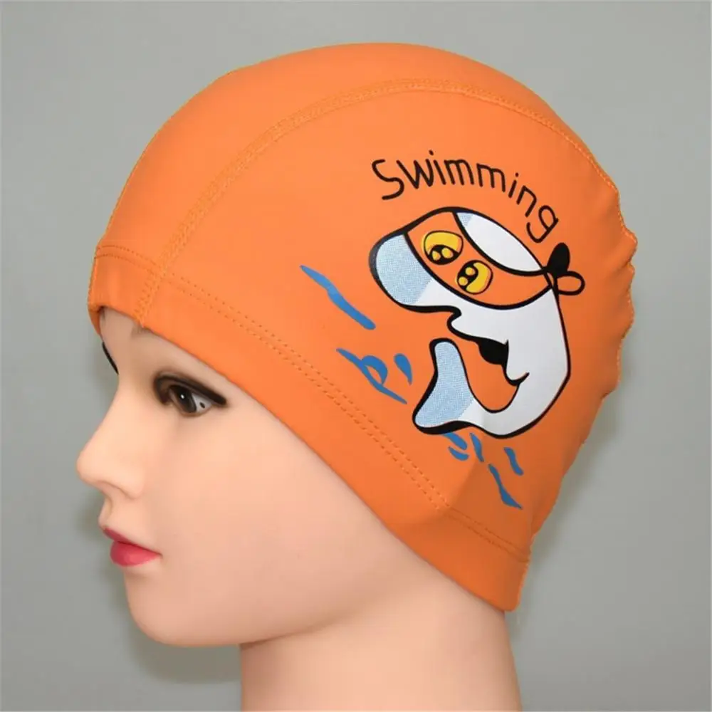 2/3/4PCS On Sale Children Swimming Cap Durable Cute Bathing Caps Cartoon High Quality For Children Kids Pu Coated