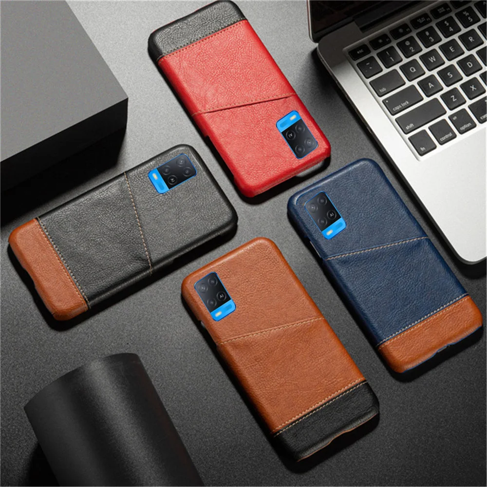 

Slim Case For Oppo A54 Case CPH2239 Mixed Splice PU Leather Credit Card Holder Cover For Oppo A54 OppoA54 A 54 6.1" Phone Fundas