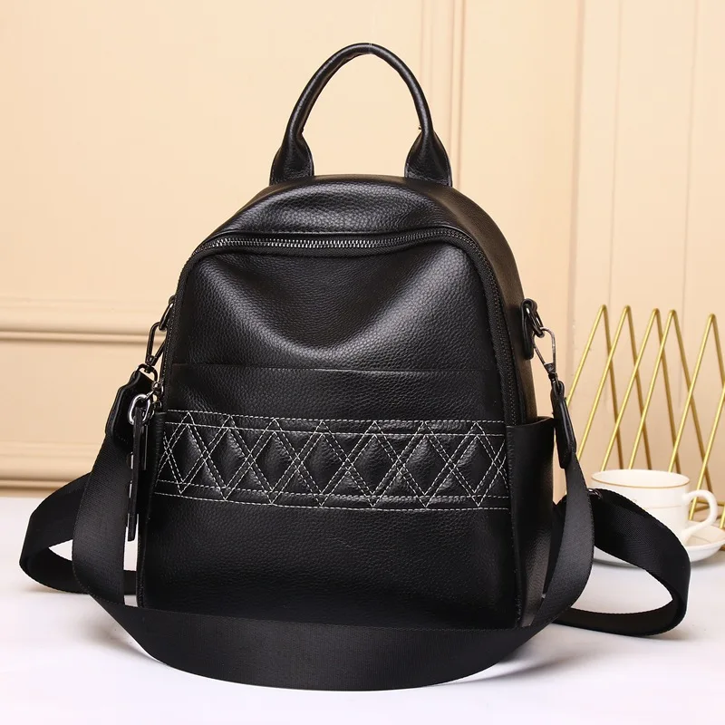 

First Layer Cowhide Women's Backpack Leather Women's Bag Shoulder Bag Casual All-match Soft Leather Backpack New Bags for Women