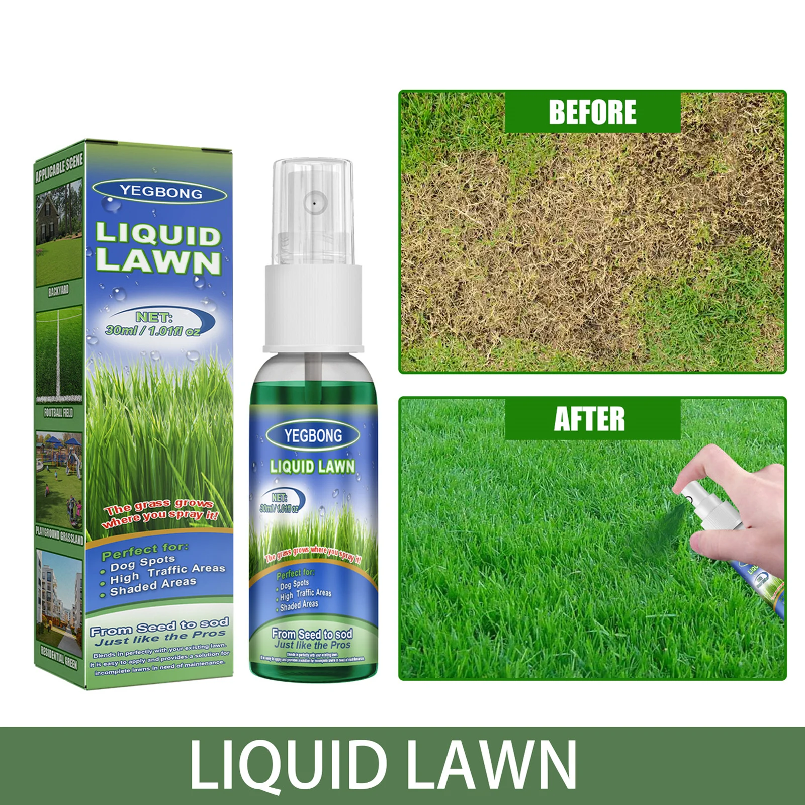 

30ml Natural Green Grass Lawn Spray Environment Protection Pet Friendly Instant Green Lawn Green Grass Spray