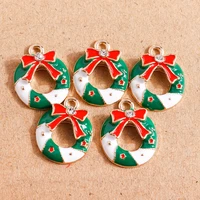 10pcs 1519mm enamel christmas bowknot wreath charms pendants for jewelry making women fashion earrings necklaces diy craft gift