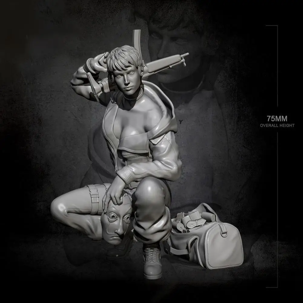 

1pcs 75mm 1/24 Resin Soldier White Mold Model Kits Figure Bandit Self-assembled Female Diy Gift Mold For Boy -2548 Toy Gi G2x4