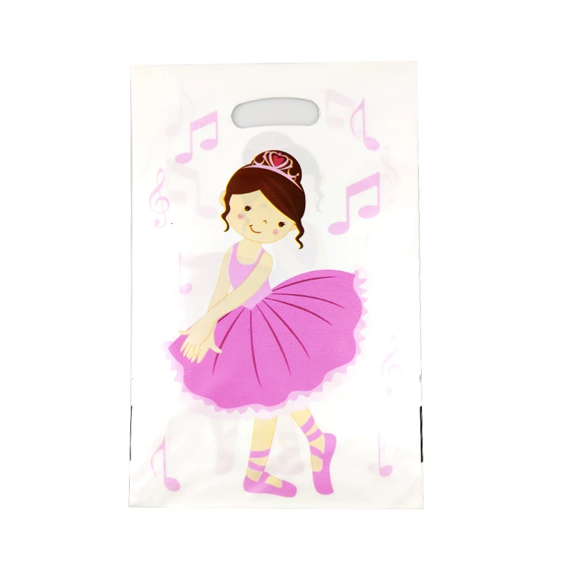 

10pcs/lot Ballet Dance Girls Theme Kids Favors Happy Baby Shower Candy Gifts Bags Decorations Birthday Events Party Loot Bags