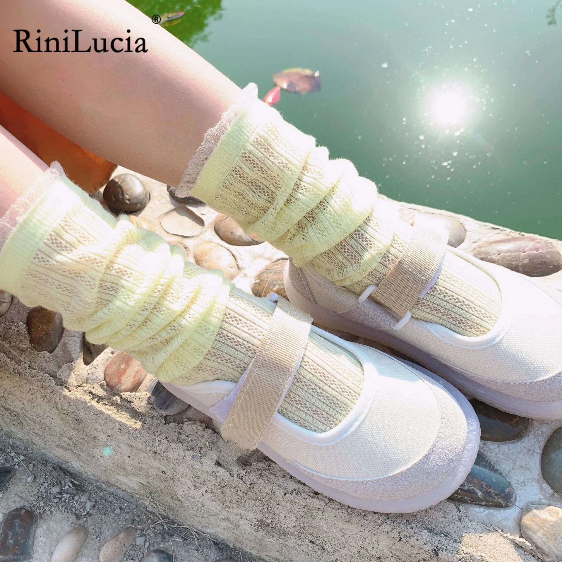 

RiniLucia 6 Pairs/Lot Sweet Kids Socks Solid Color Mesh Soft Breathable Girls Socks 2023 New Girls Socks Children Accessories