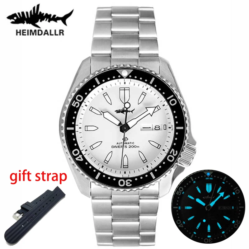 

HEIMDALLR Sharkey SKX Automatic Mechanical Watch Sapphire White Dial Luminous NH36A Mov Water Resistant Skx007 Men Dive Watches