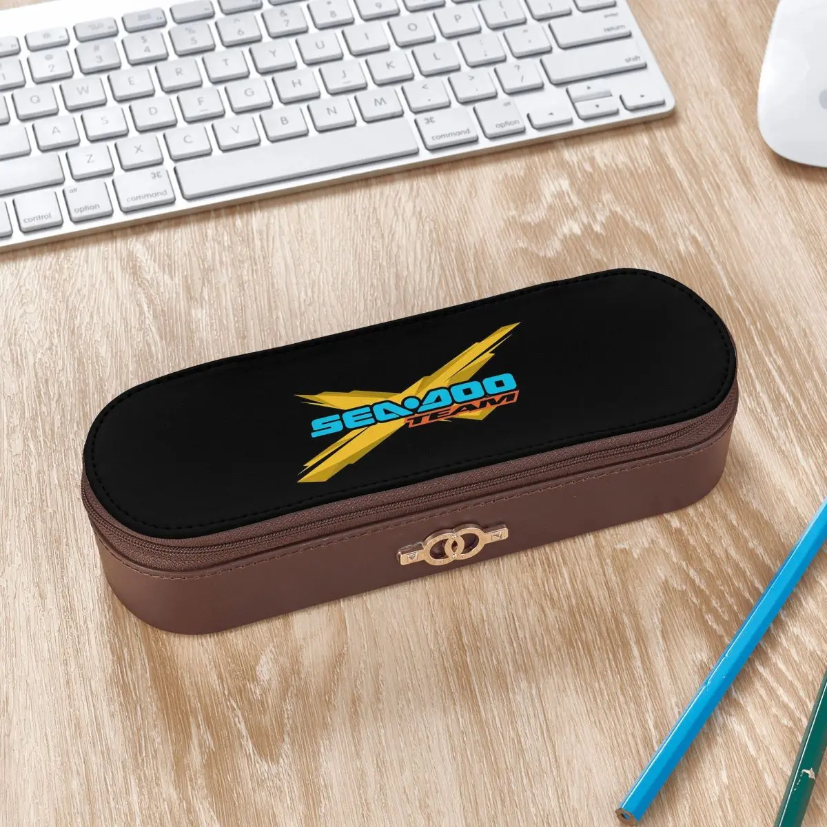 Фото Sea Doo Team Rxt Brt MarineLeather Pencil Cases Pencil Pouch Storage Stationery Supplies Pen Box Pencil Bag for Boys Girls Gifts №3