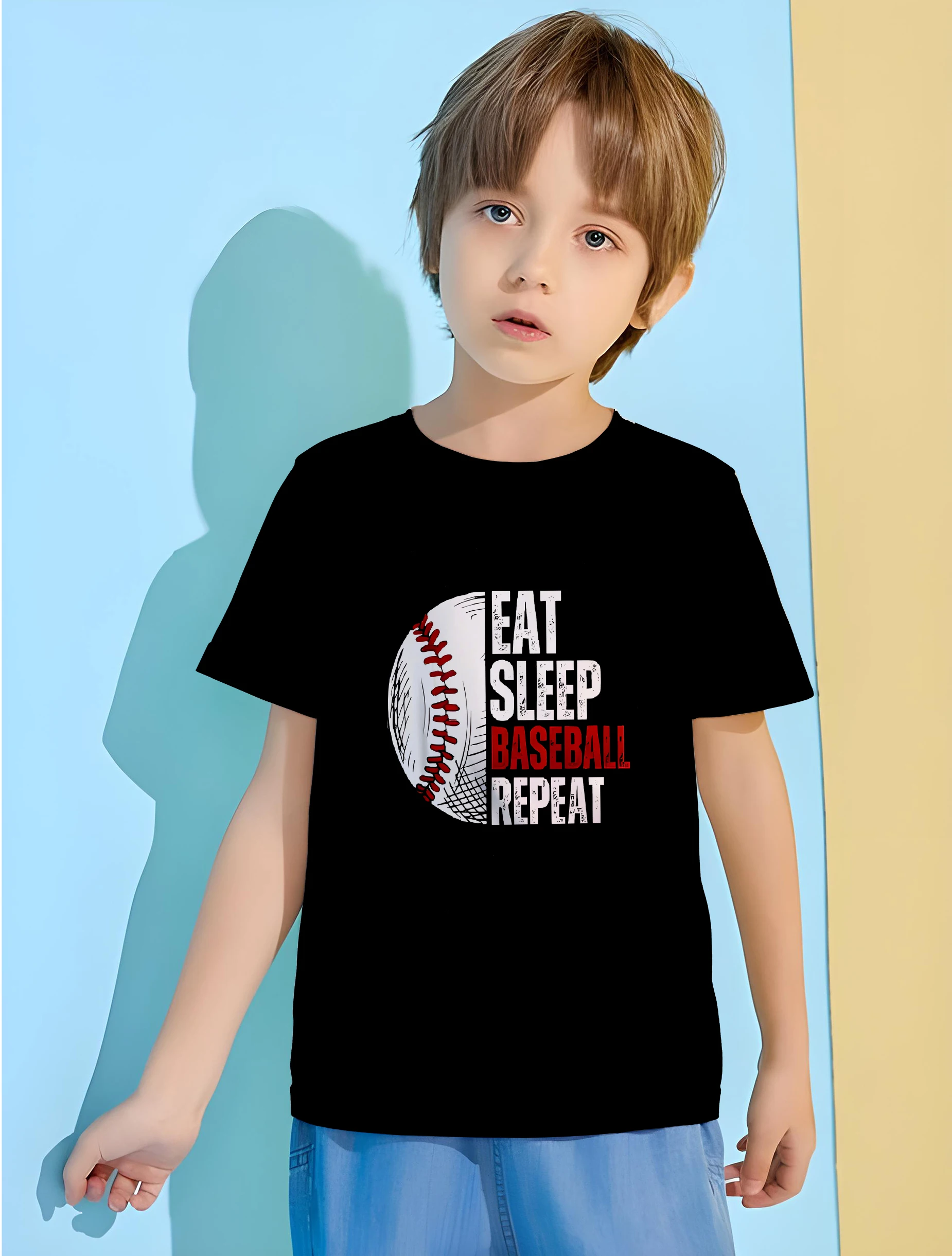 Футболка с принтом бейсбола для мальчиков от 8 до 10 лет