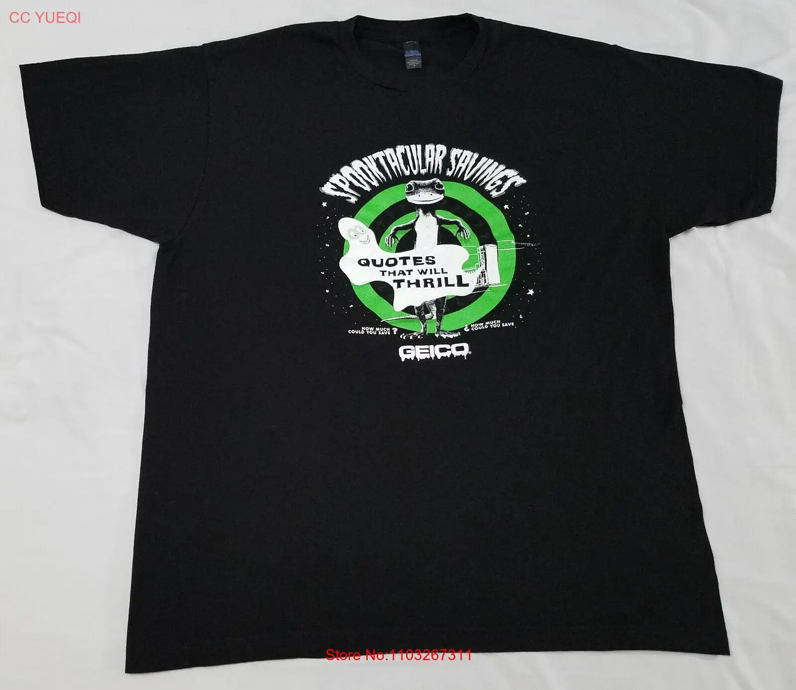 Geico страховка Gecko Хэллоуин рубашка призрака XL spooktacular сбережение автомобиля