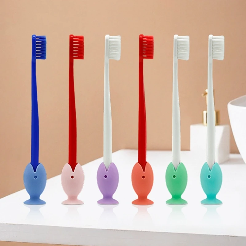 Y1UB 6 шт. силиконовый держатель для зубных щеток рыба мультфильм организация полка