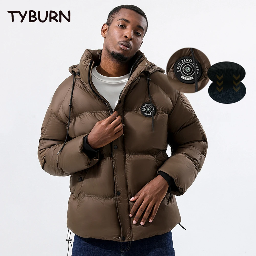 

TYBURN Winter Oversize Down Jacket Men Bread Plush Thickened Down Loose Coat Padded Jacket Detachable Hat Loose Coat