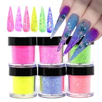 6 colorsset mixed nail glitter powder symphony hexagon chuncy sequins dust super shiny mermaid diy manicure decoration powders