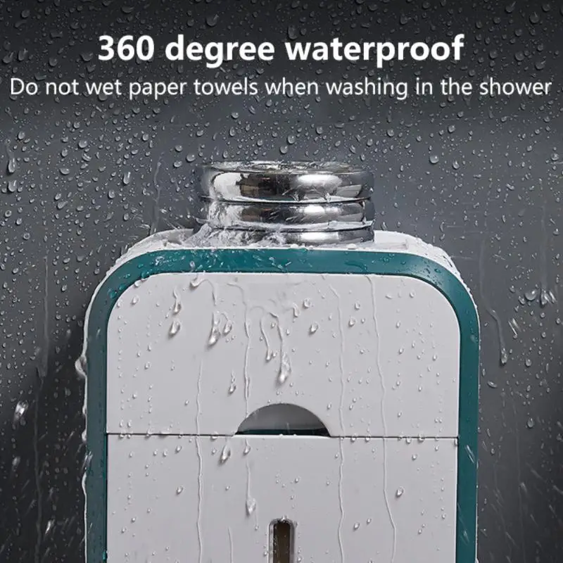 

Punch Free Toilet Paper Holder Plastic Organizer Waterproof With Storage Roll Dispenser Tissue Box Bathroom Accessories