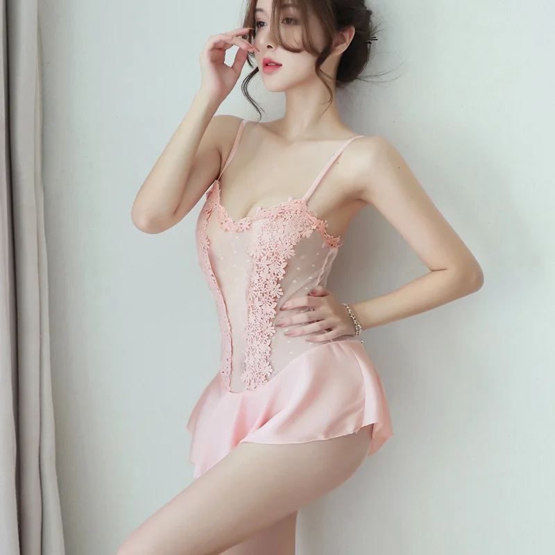 

Dress Woman Sexy Lace Night Dress Sleepwear Night Wear Ladies Nightgowns V-neck Lingerie Women's Home Clothes Nightwear
