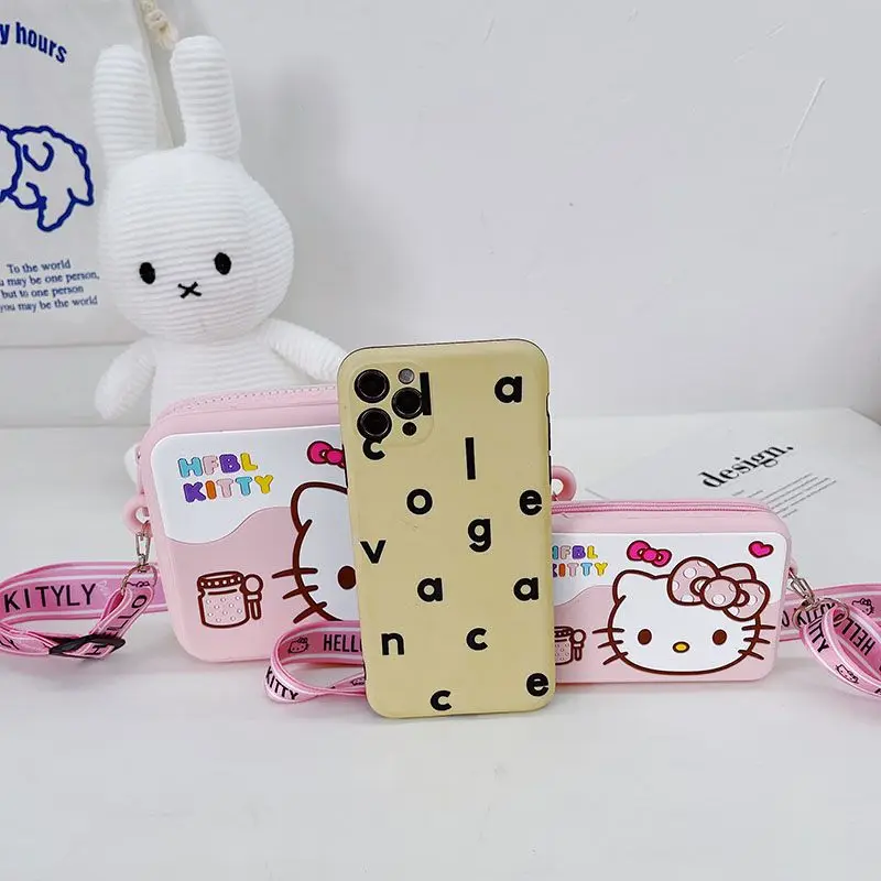 Backpack for Girls Cartoon Mobile Phone Bag Cute Girl's Crossbody Bag Hello Kitty Bag Children's Single-Shoulder Bag