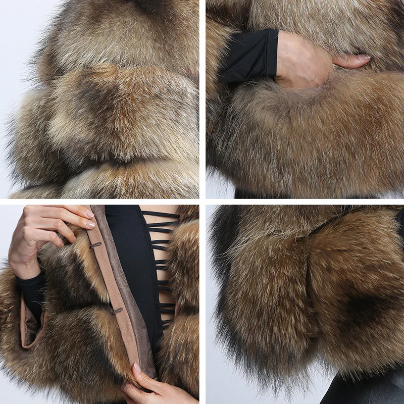 Full Raccoon Real Fur Jacket For Women Winter Natural Fox Fur Coat Ladies Genuine Warm Jacket Oversize Clothes Fashion Outerwear