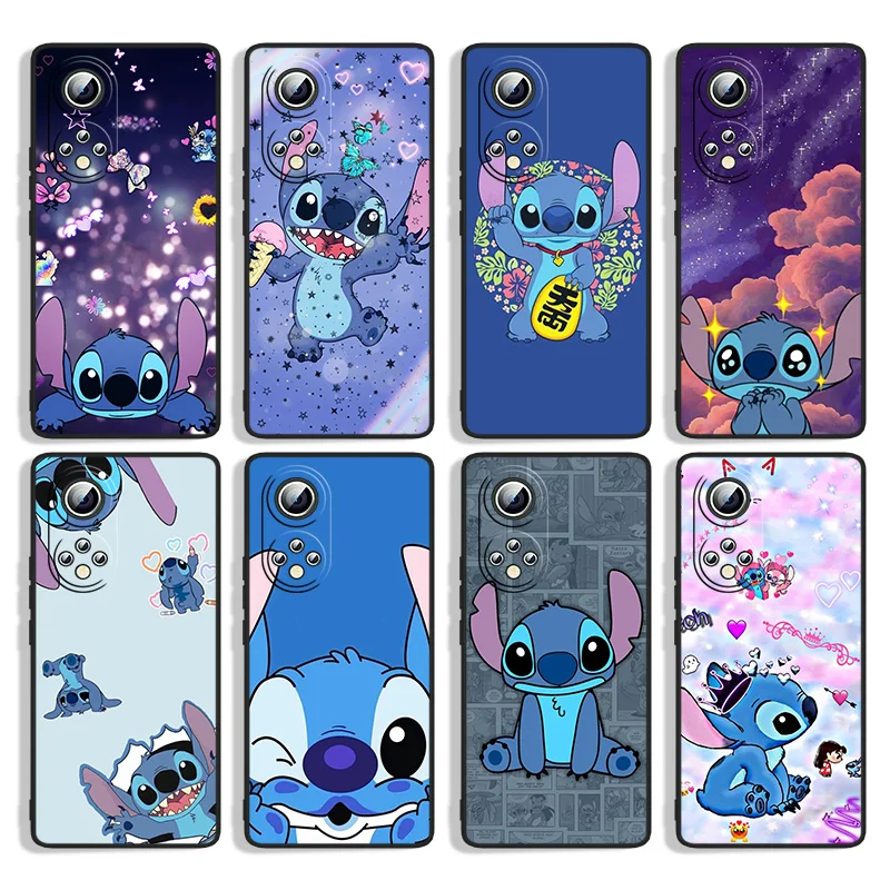 

Cartoon cute Stitchy For Huawei Honor 60 SE 50 30i 20 10i 10X 10 9X 9C 9A 8A 8X Lite Pro Black Silicone Phone Case Capa