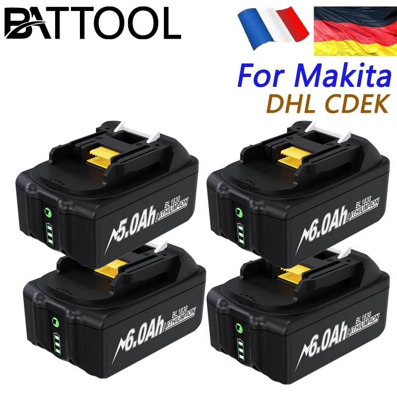 Аккумулятор для Makita 18В 6Ah BL1830 BL1850 перезаряжаемая батарея со светодиодным
