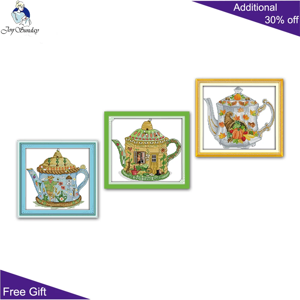 Наборы с принтом Joy Sunday наборы для вышивки крестом Опудало Садовый чайник