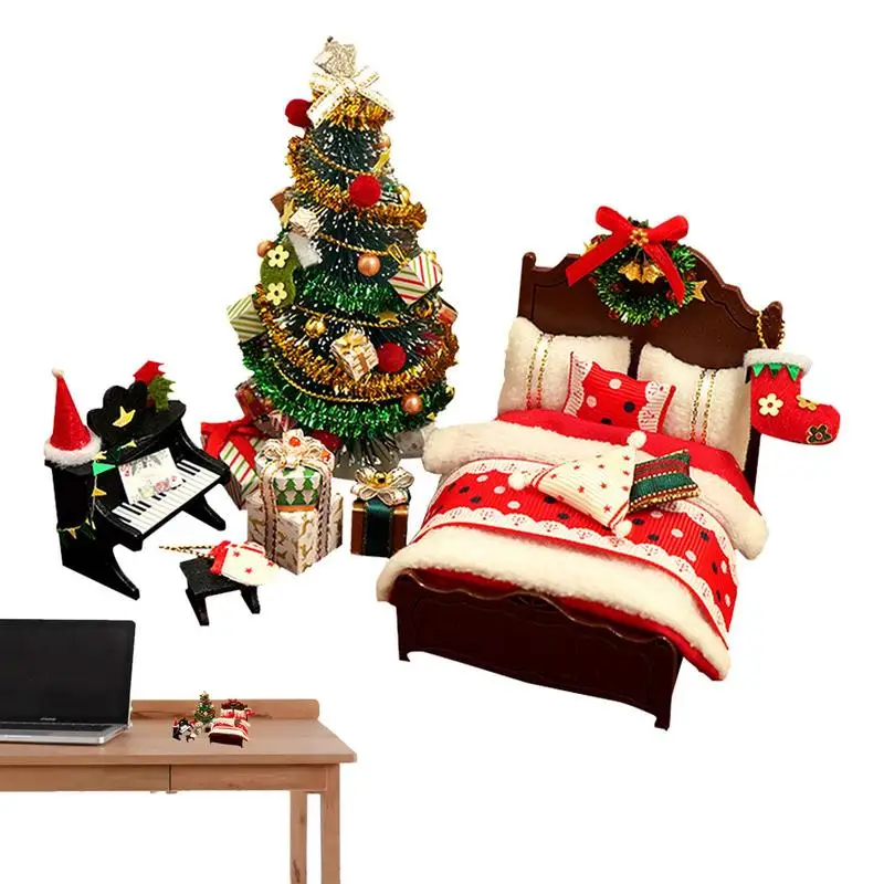 

Christmas House Kit Beautiful Creative Led DIY Miniature House Kit Creative Christmas Wooden Dollhouse Kit For Birthday Gift