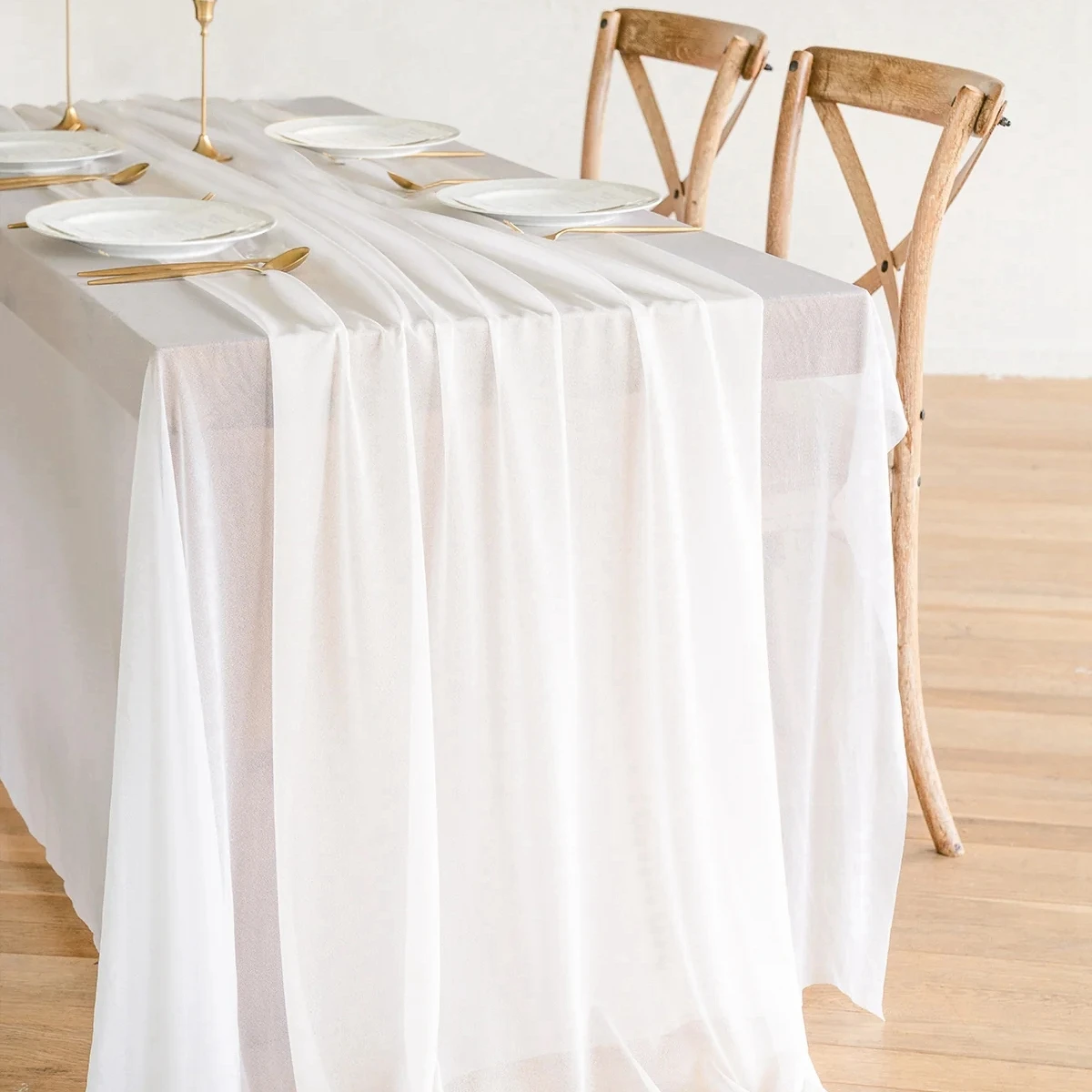 Полупрозрачная настольная дорожка винтажная марлевая подставка для стола