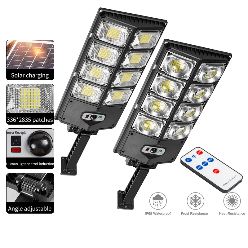 

Новый 336LED уличный фонарь на солнечной батарее, двухрядный уличный фонарь, солнечный садовый фонарь, фонасветильник для наружного освещения, Солнечная лампа