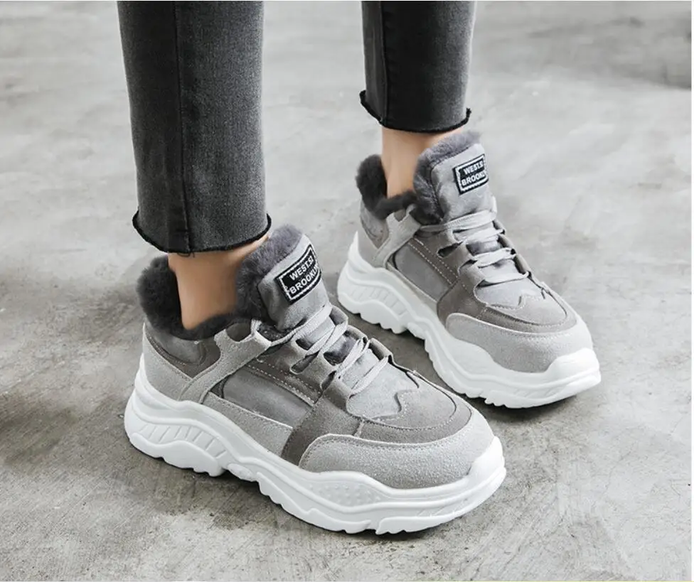 2022 winter warm platform women's snowshoes plush women's casual sports shoes artificial suede women's snow boots warm shoes