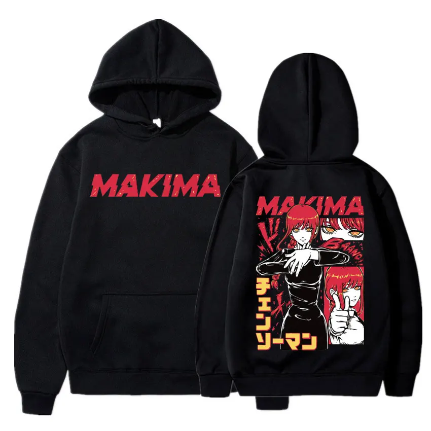 

Japan Anime Chainsaw Man Hoodie Makima Power Denji Print Fleece Sweatshirt Men Women Gothic Clothes Oversized Hoodies Streetwear