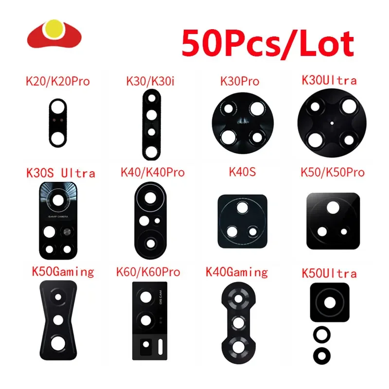 Стеклянный объектив задней камеры для Xiaomi Redmi K40 K50 Ultra Gaming K30 K30i K30S Pro K20Pro 50 шт. с