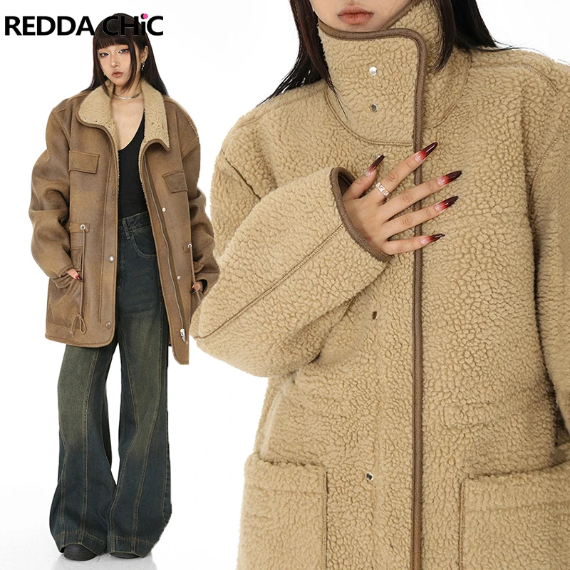 Двухсторонняя флисовая женская куртка REDDACHiC из овечьей шерсти теплая зимняя