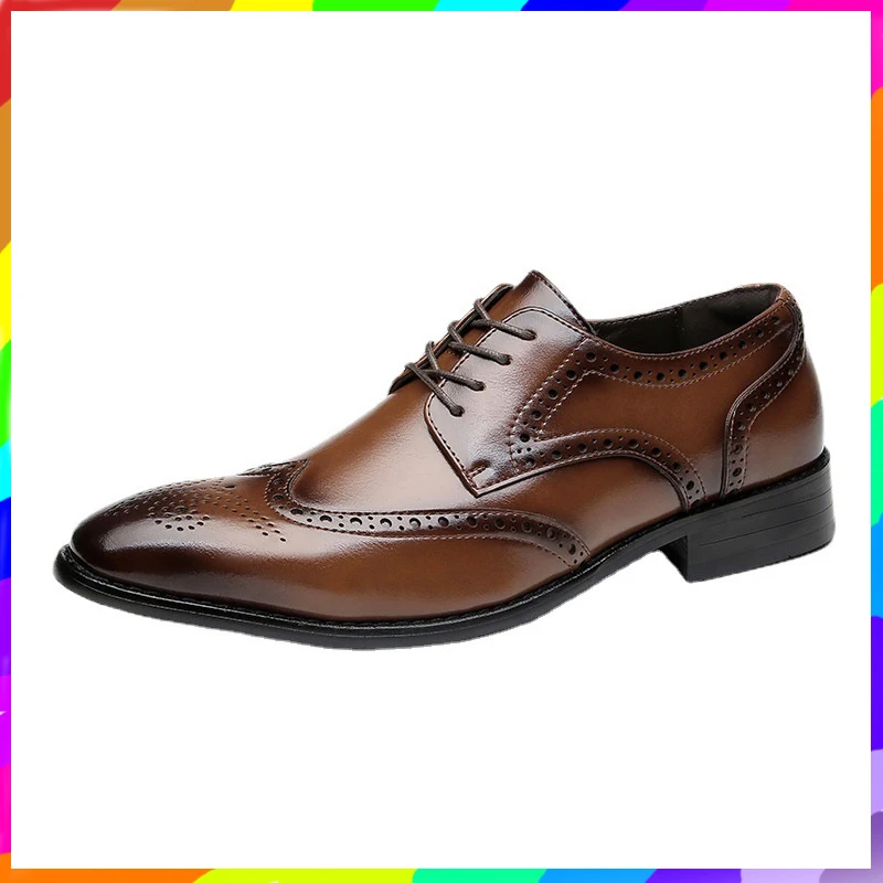 

2022 New High-end Official Leather Shoes Men's Leather Carving Brock Business Office Derby Shoes Gentleman Wedding Men's Shoes
