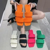 warm towel pattern slippers 2022 women new embossed cotton drag home all match sandals candy color slippers zapatos de mujer